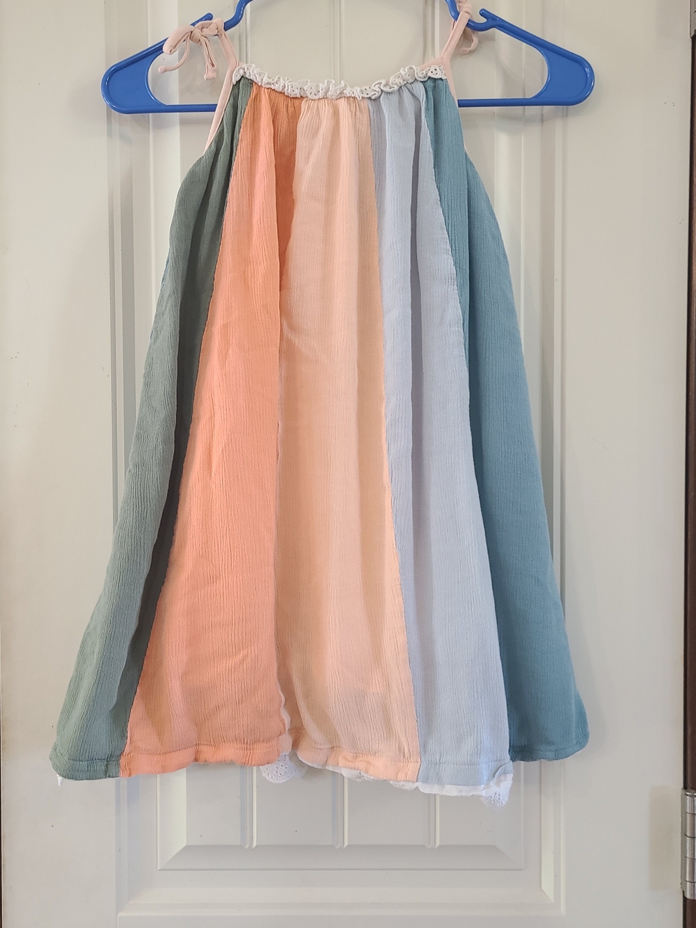 Matilda Jane Pastel Stripe Tie-Shoulder Dress in Peach, Blush, Blue, Sage Size 8